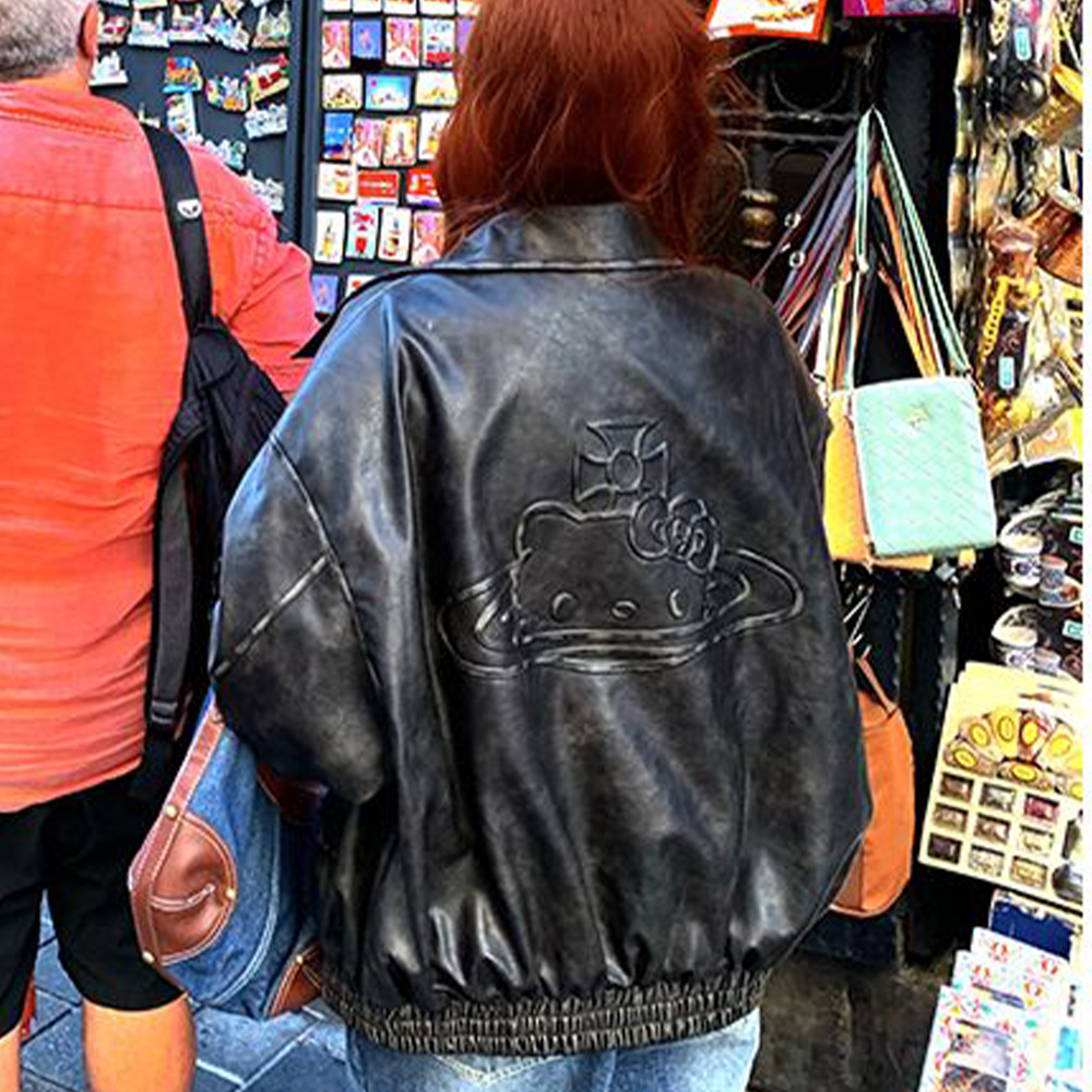 Y2K Cartoon Pu Leather Jacket  - Model Kit Varnish recension och pris