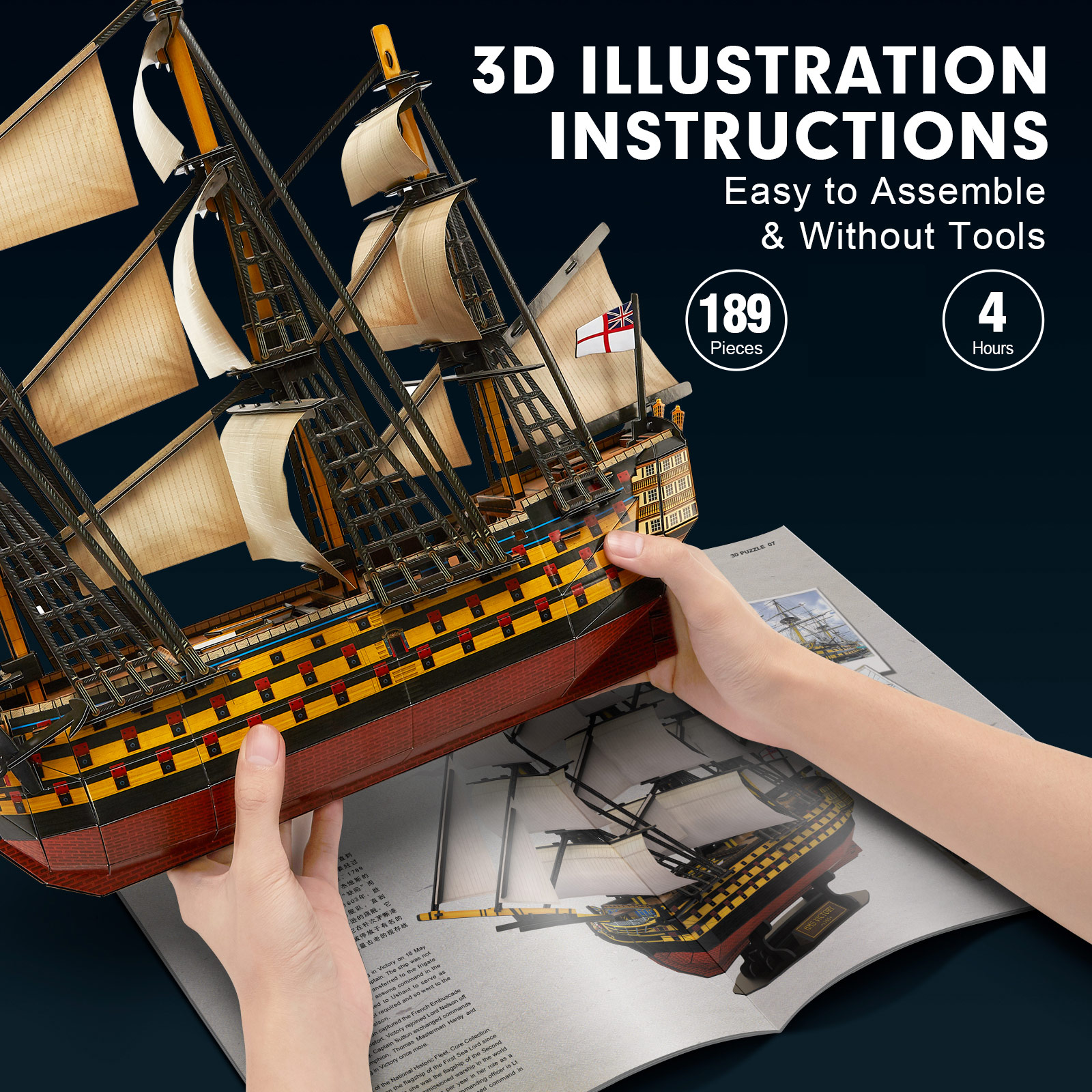 3D Puzzles Large HMS Victory V - Model Kit Hms Victory recension och pris
